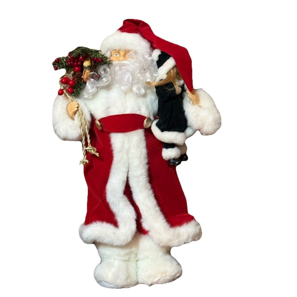 Large Victorian Santa Claus Christmas Figure 22” Holiday Decor Wreath Child
